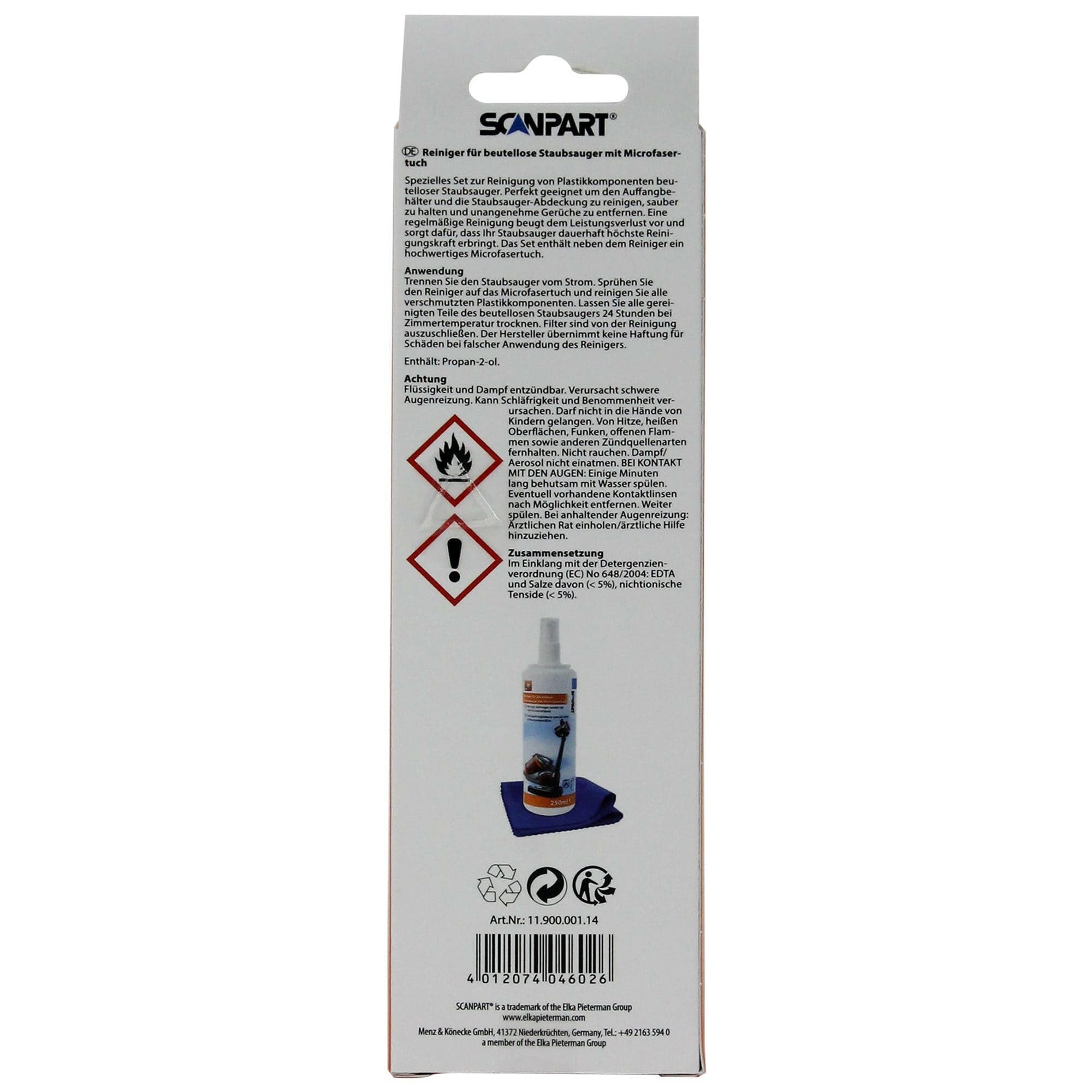 Scanpart Bagless Stofzuiger Reiniger 250ml en Doek - Image 4