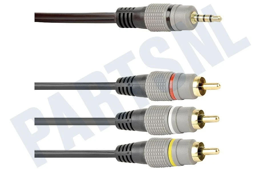 Easyfiks Jack 3,5mm 4P Stereo Male 3x Tulp RCA Male 1,5m