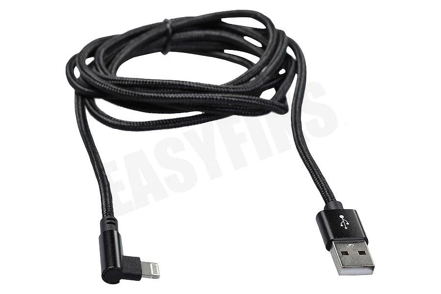 Easyfiks USB-A to haaks Lightning laadkabel 2m zwart