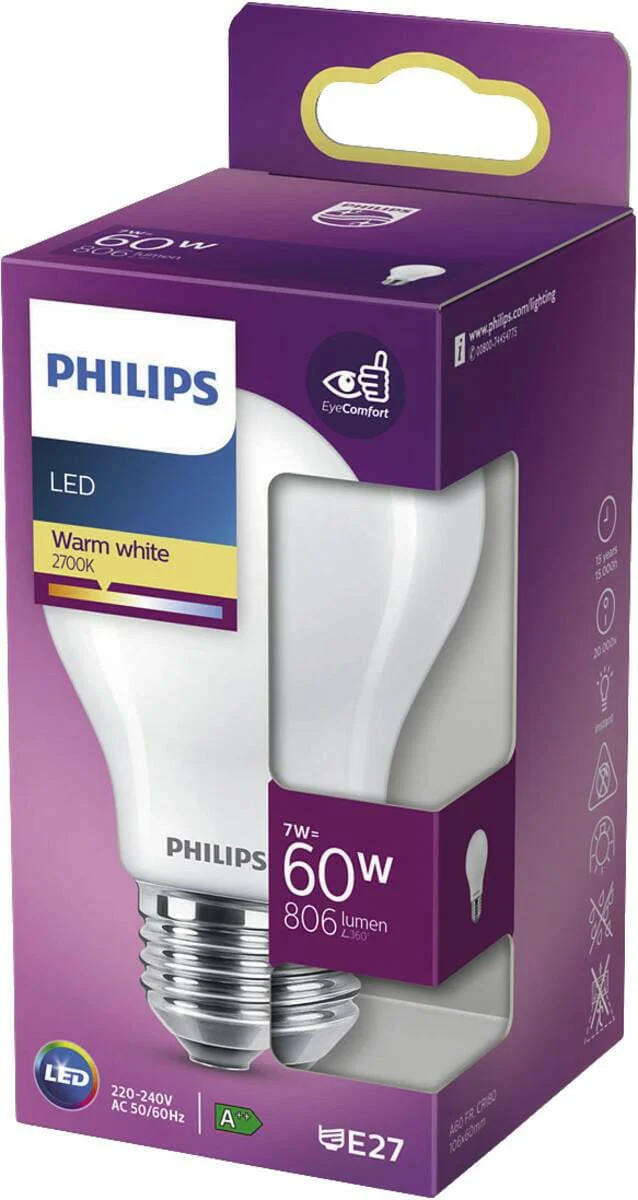 Philips LED classic 60W A60 E27 WW FR ND SRT4